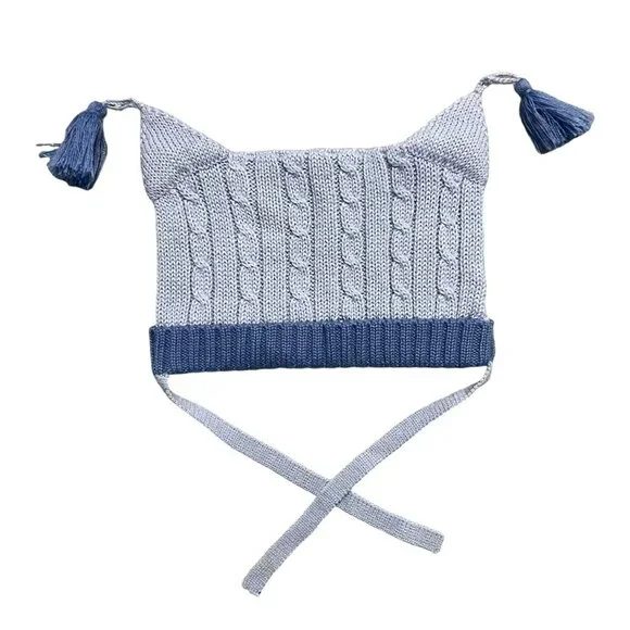 Kaloo Baby T43 (17in) Blue Knitted Tassel Hat - Picture 3 of 7